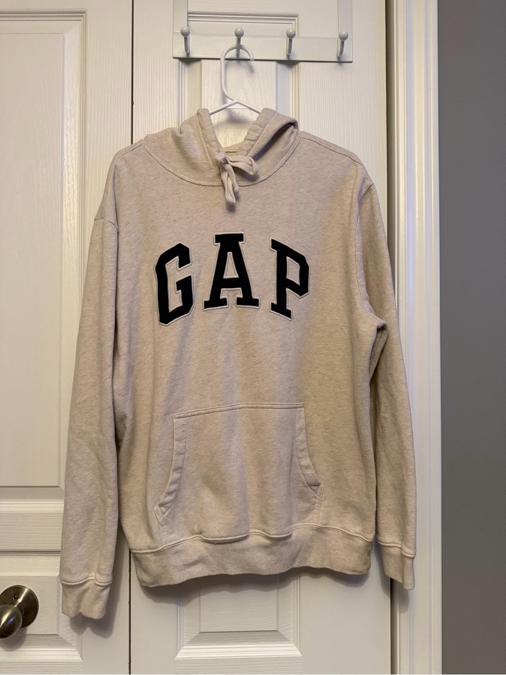 GAP Crewneck Hoodie in Light Beige with Black Logo